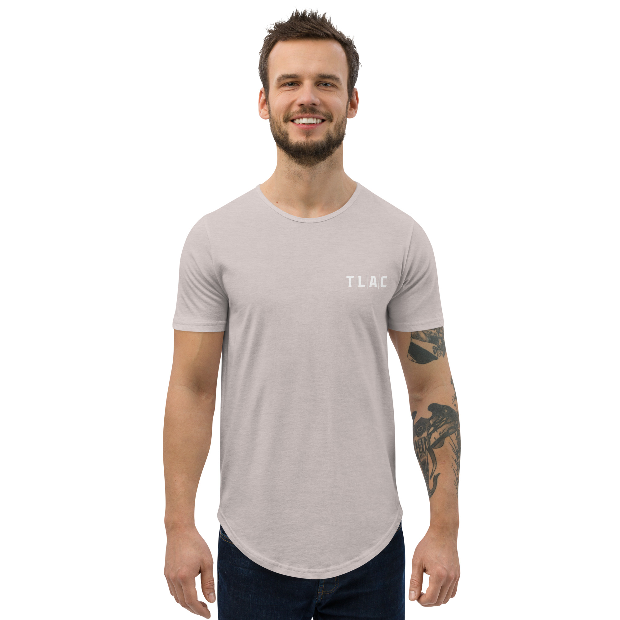 TLAC – Curved Hem T-Shirt (White Text)